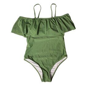 Yolipuli Green Off Shoulder One Piece Swimsuit Large Padded Chic